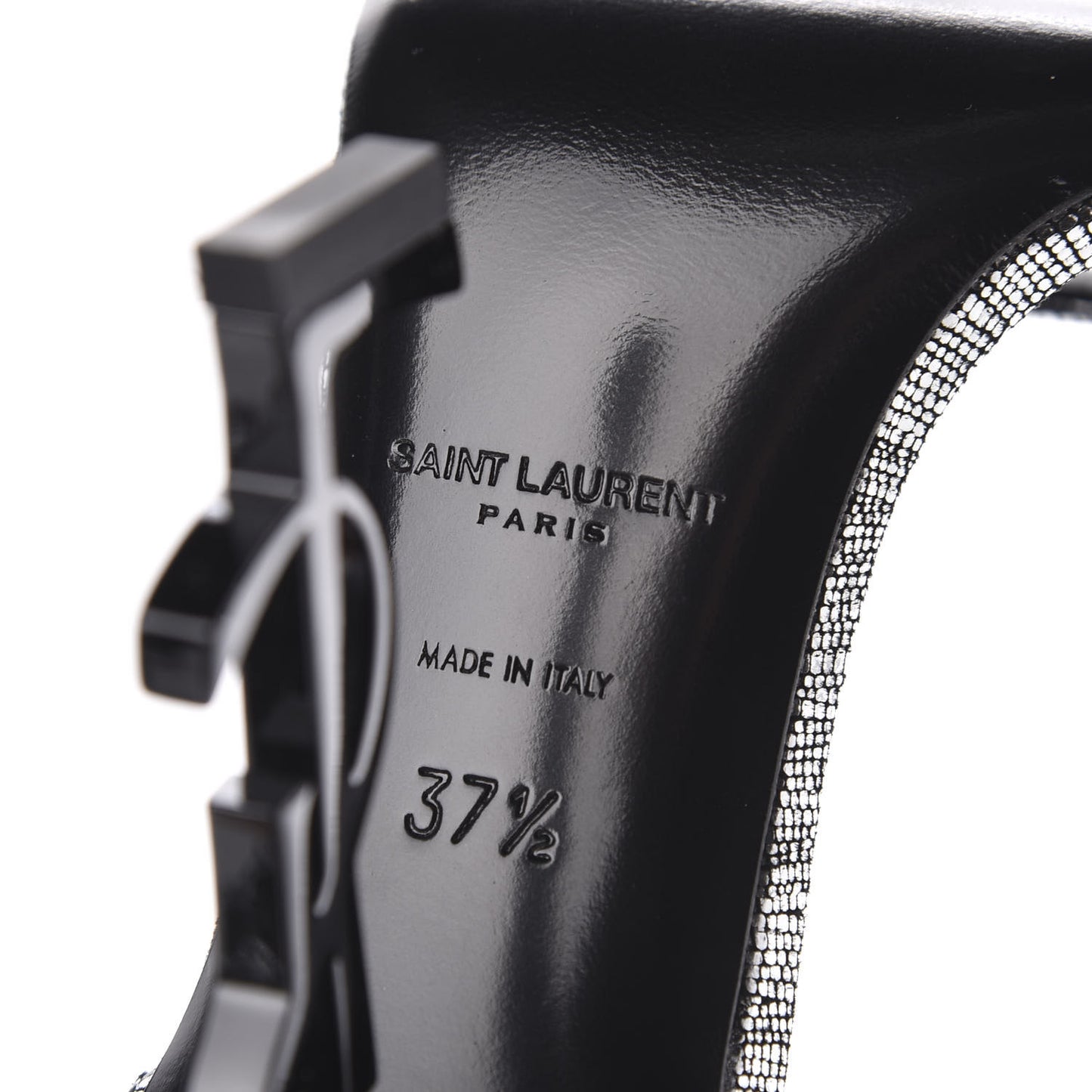 Metallic Calfskin Opyum 110 Sandals 37.5 Argento