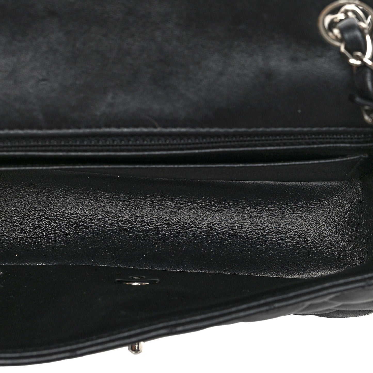 Lambskin Quilted Mini Rectangular Flap Black