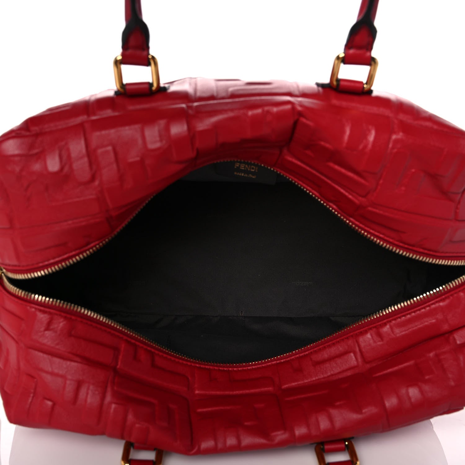 Fendi Nappa FF 1974 Embossed Small Boston Fragola 4 of 11