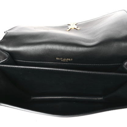 Saint Laurent Suede Smooth Calfskin Monogram Medium Solferino Soft Satchel Black 5 of 9
