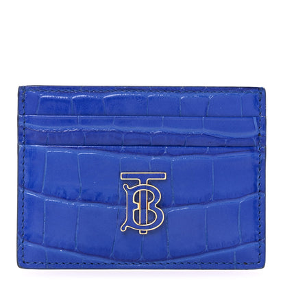 Burberry Calfskin Crocodile Embossed TB Card Case Knight 1 of 7