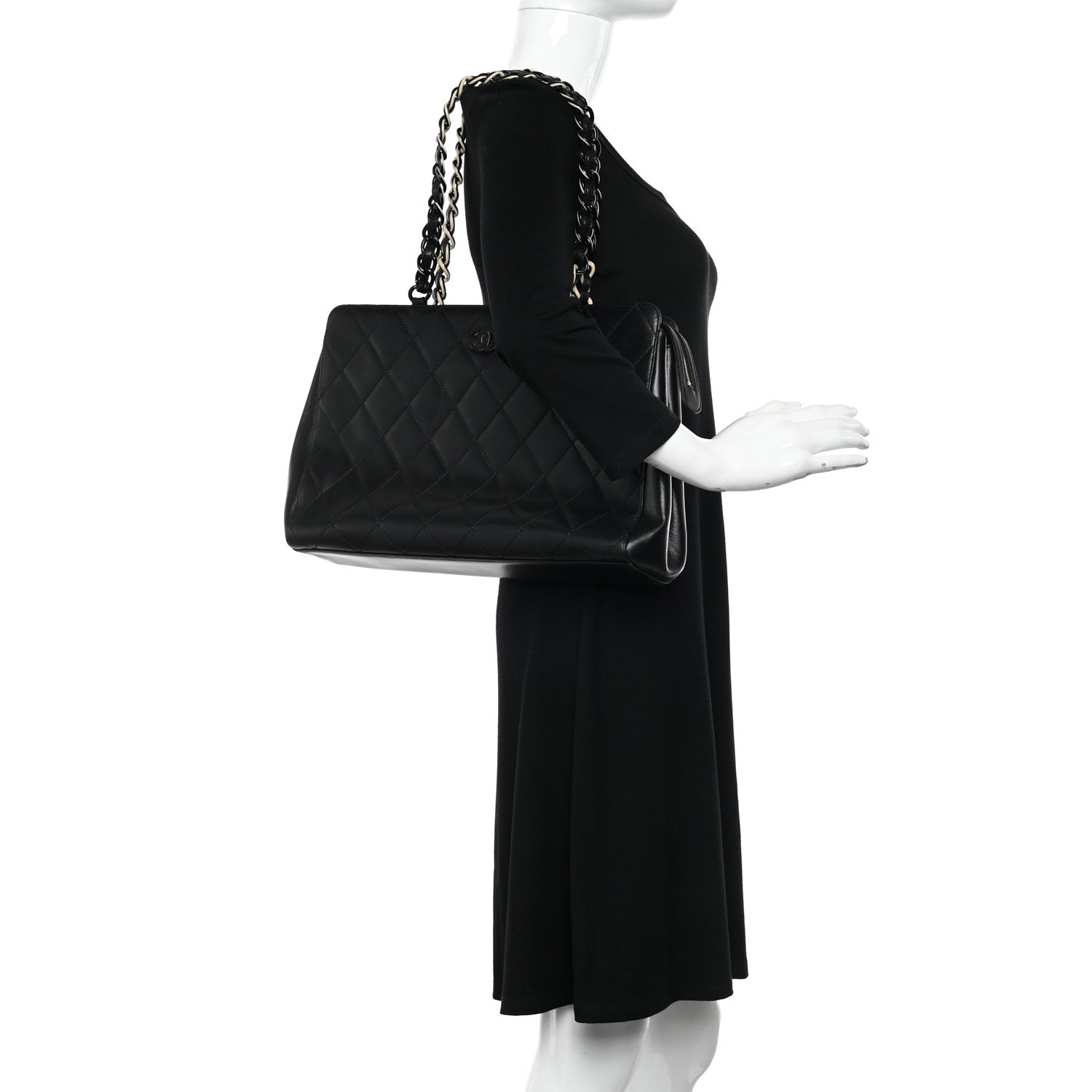 Chanel Lambskin Bekko Chain Large Shoulder Bag Black 2 of 11