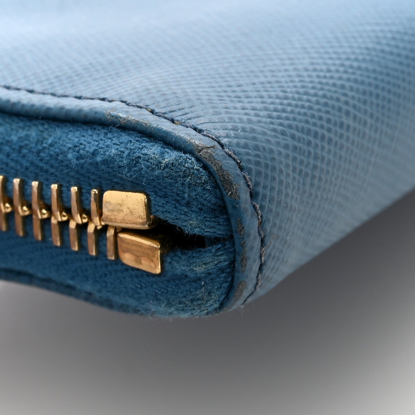 Saffiano Metal Zip Around Wallet Cobalto