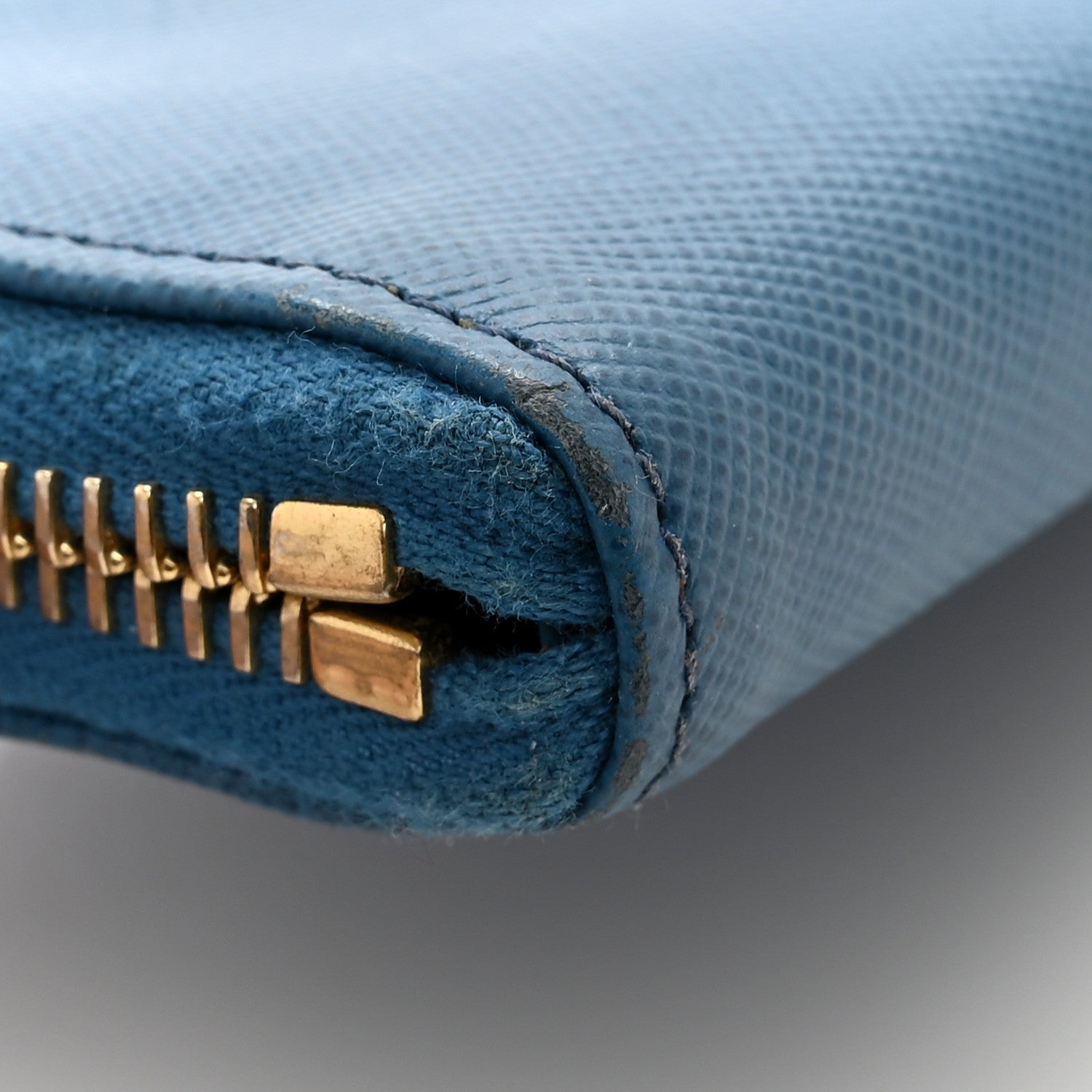 Prada Saffiano Metal Zip Around Wallet Cobalto 8 of 9