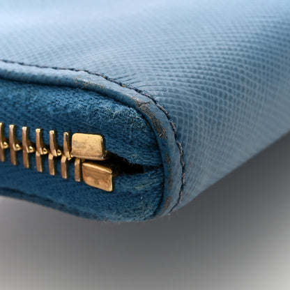 Prada Saffiano Metal Zip Around Wallet Cobalto 8 of 9