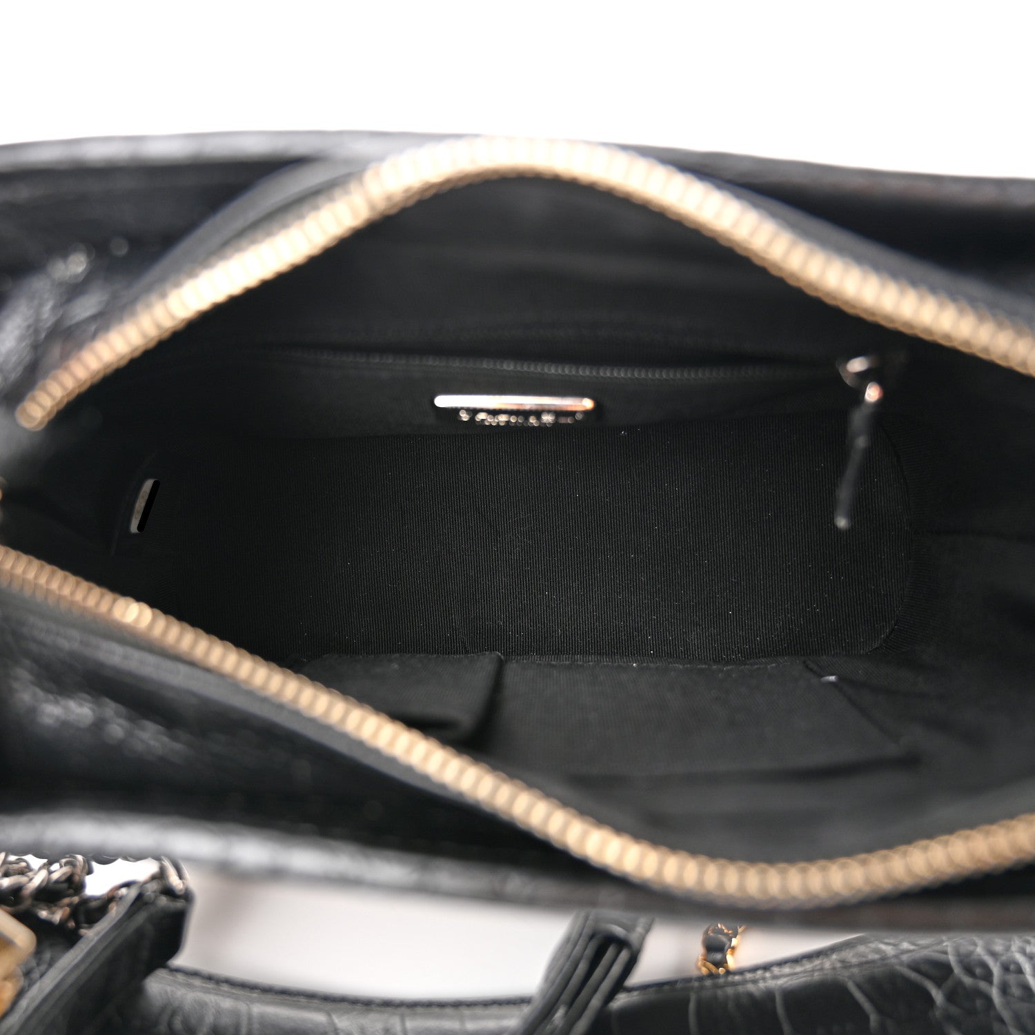 Chanel Crocodile Embossed Calfskin Small Gabrielle Cocodile Hobo Black 5 of 11