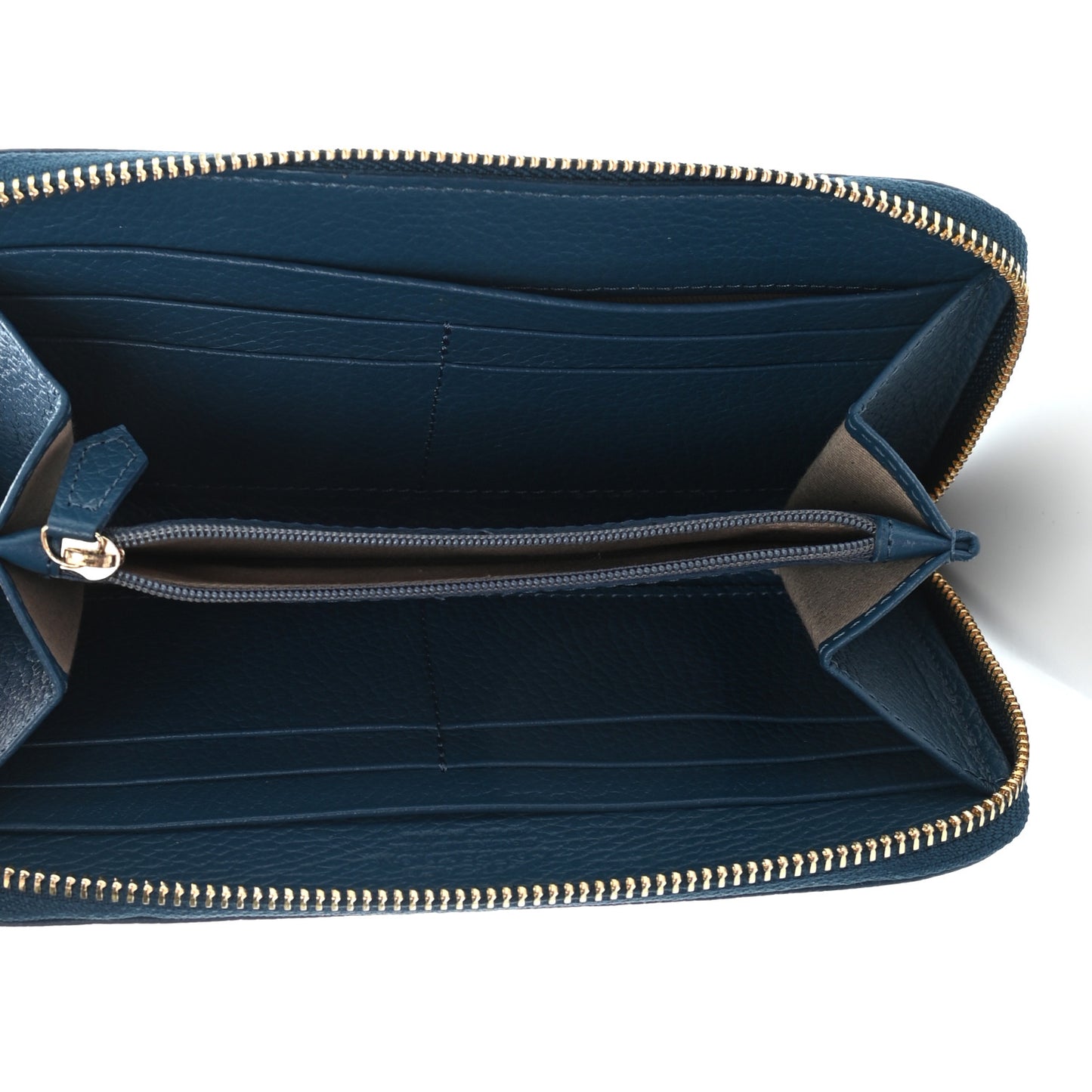 Calfskin Zip Around Continental Wallet Blue