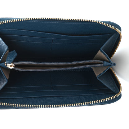 Versace Calfskin Zip Around Continental Wallet Blue 6 of 7
