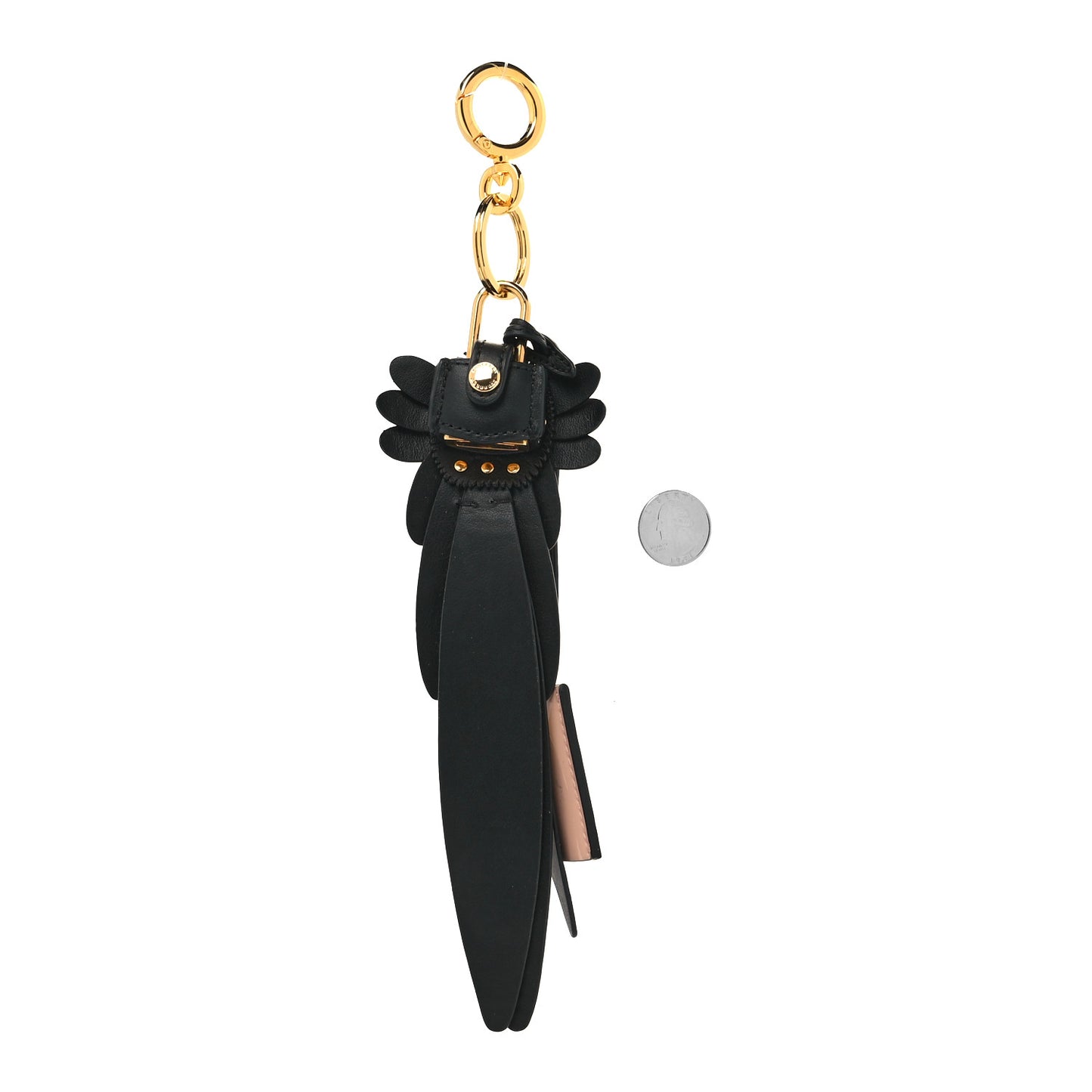 Calfskin Owl Pom Pom Lock Charm Black