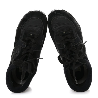 Chanel Fabric Calfskin Suede CC Sneakers 36.5 Black 2 of 8