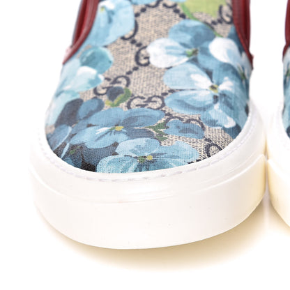 Gucci GG Supreme Monogram Blooms Womens Slip On Sneakers 37 Beige Blue Navy Red 9 of 10