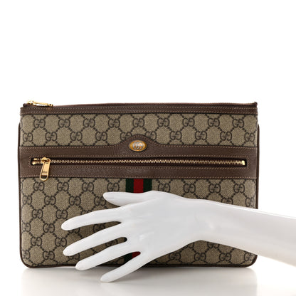 Gucci GG Supreme Monogram Large Ophidia Pouch Clutch Brown 2 of 7