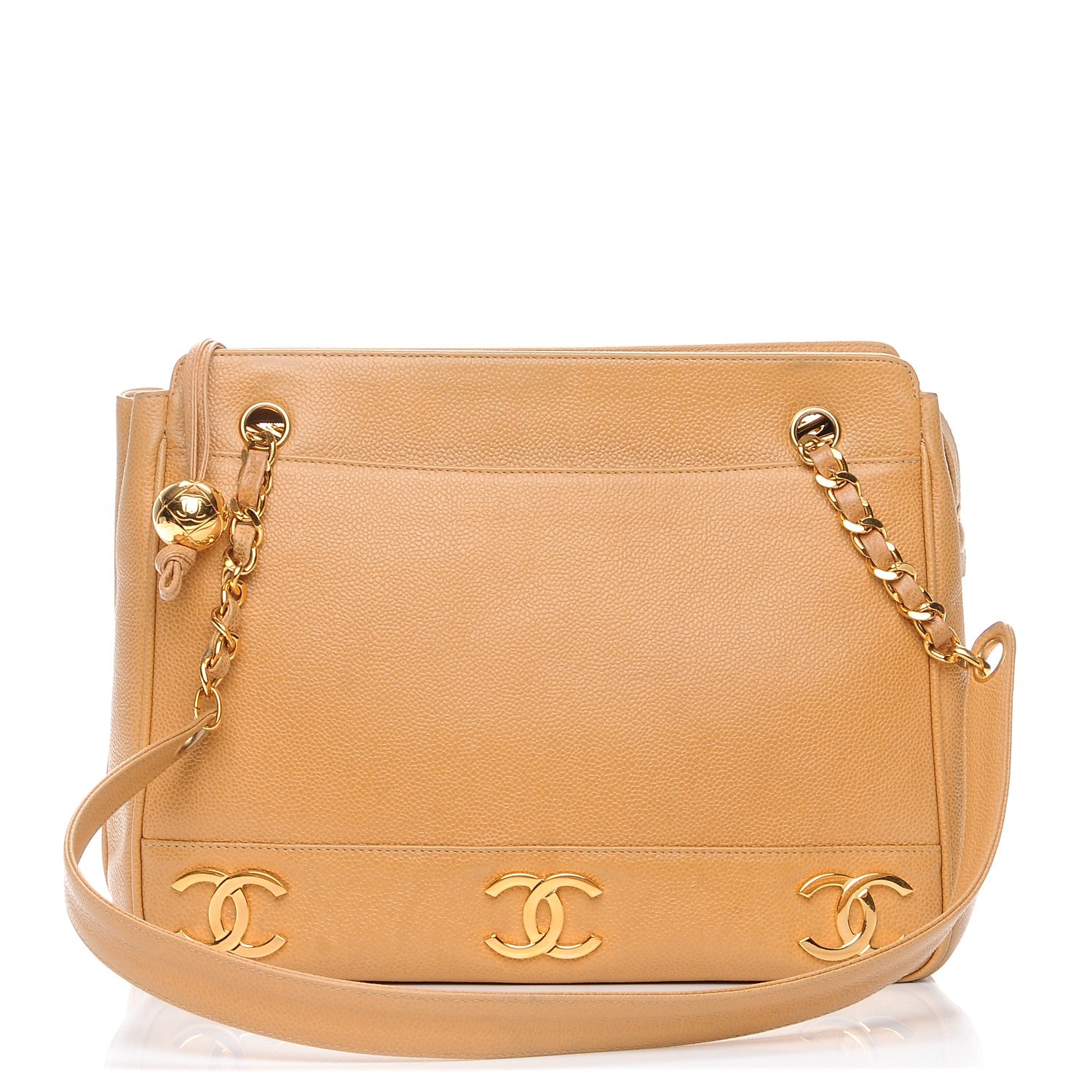 Chanel Caviar Shoulder Bag Beige 1 of 9