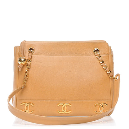 Chanel Caviar Shoulder Bag Beige 1 of 9
