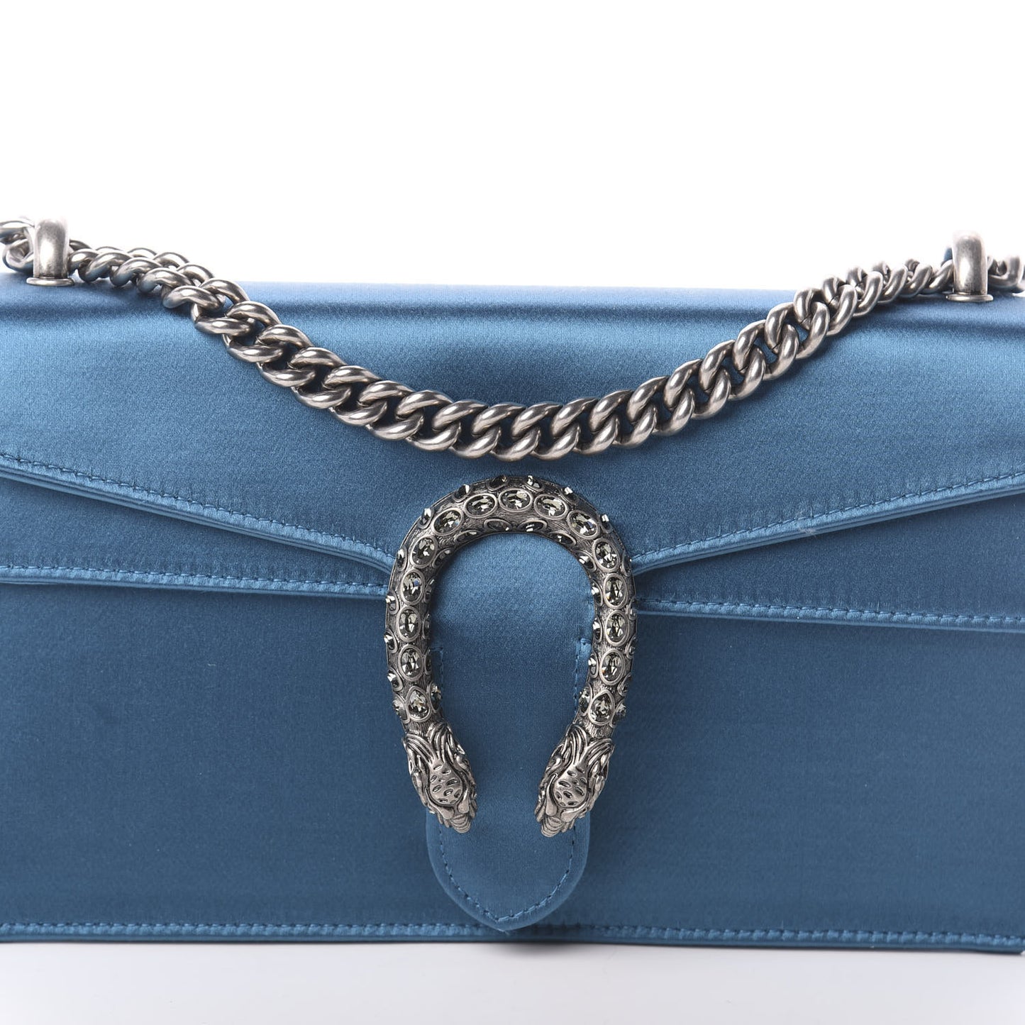 Satin Silk Crystal Small Dionysus Shoulder Bag Turchese Black Diamond
