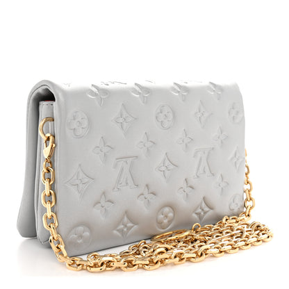 Louis Vuitton Metallic Lambskin Embossed Monogram Pochette Coussin Silver 3 of 10