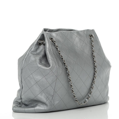 Chanel Metallic Calfskin Quilted Small Drawstring Bag Silver 3 of 7