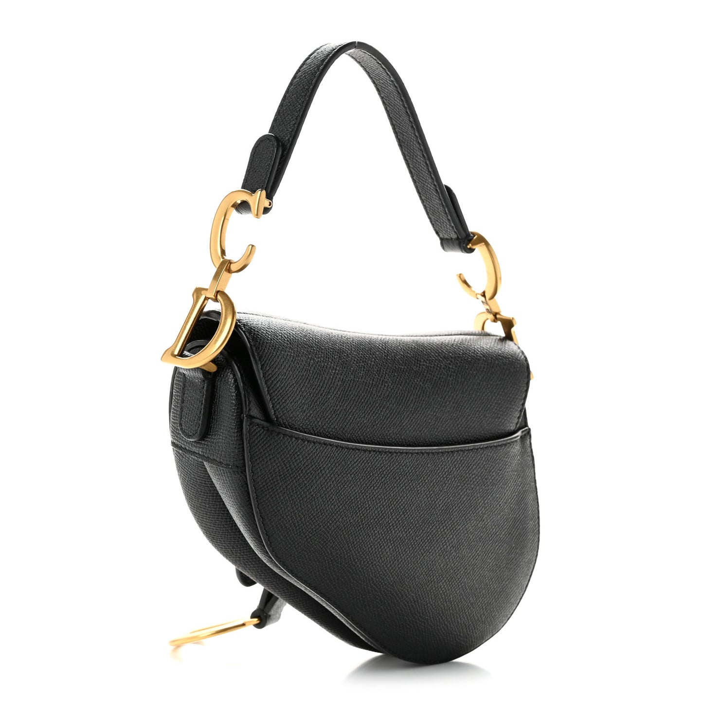 Grained Calfskin Mini Saddle Bag Black