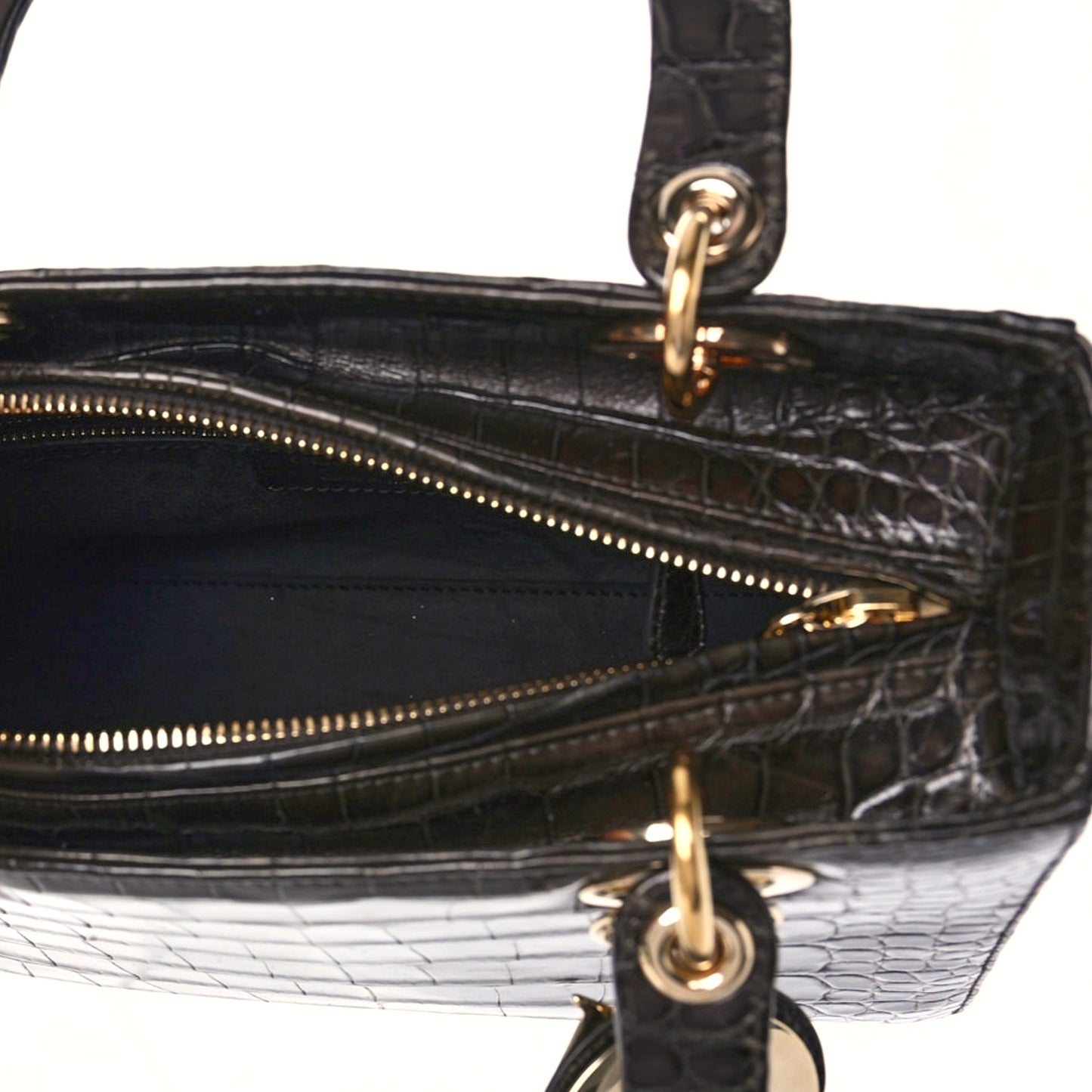 Alligator Medium Lady Dior Brown