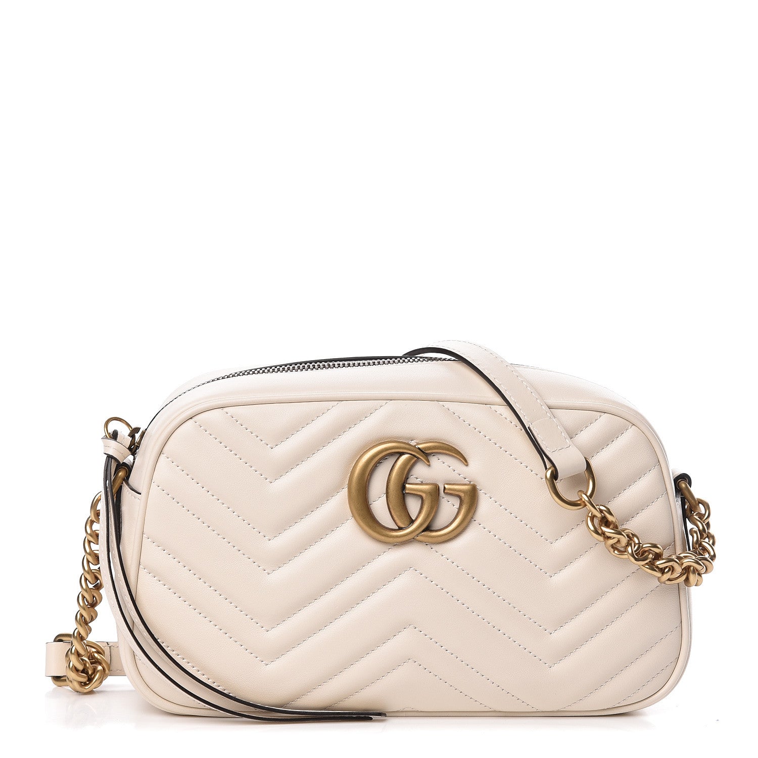 Gucci Calfskin Matelasse Small GG Marmont Chain Shoulder Bag White 1 of 10