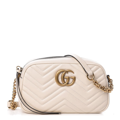 Gucci Calfskin Matelasse Small GG Marmont Chain Shoulder Bag White 1 of 10