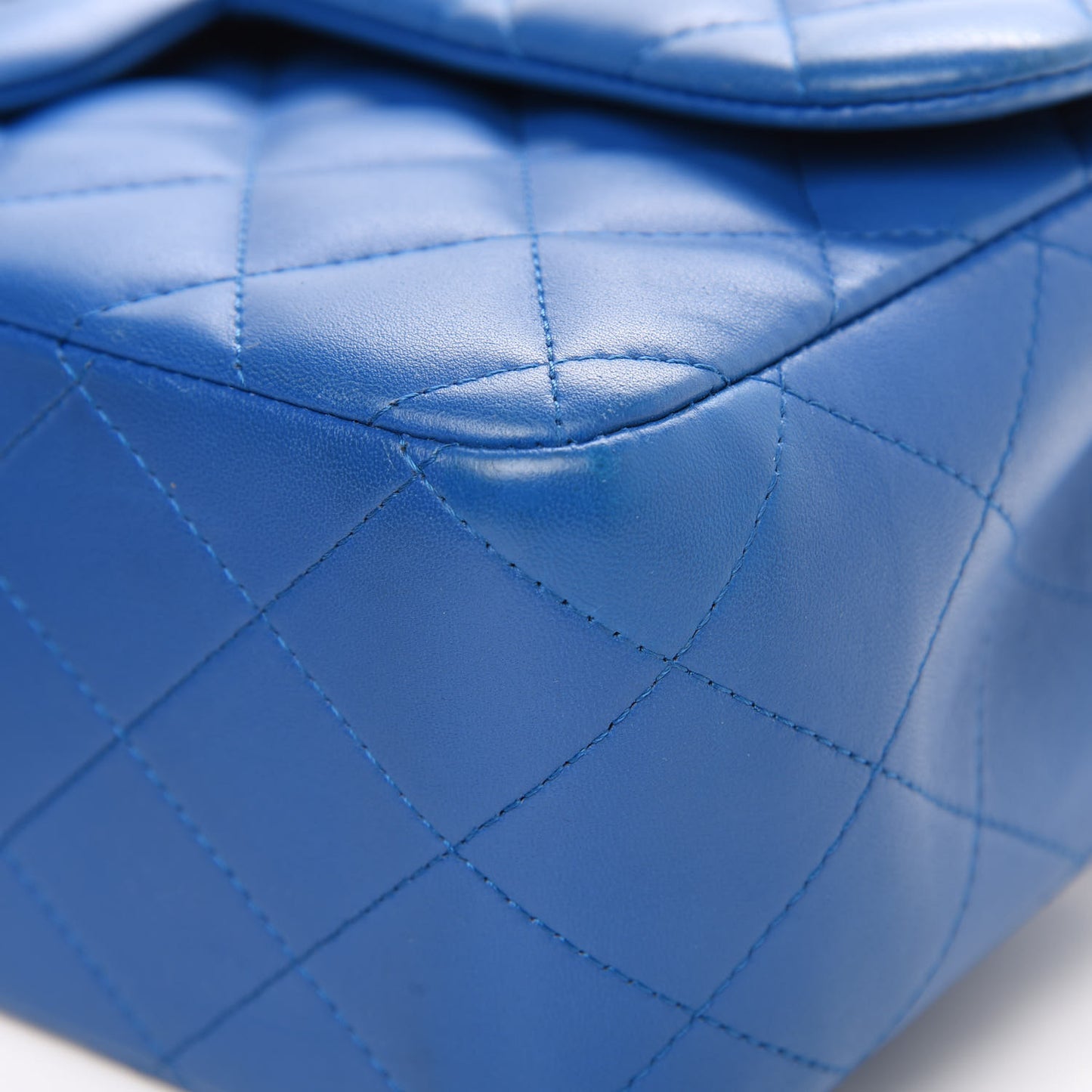 Lambskin Quilted Jumbo Double Flap Blue