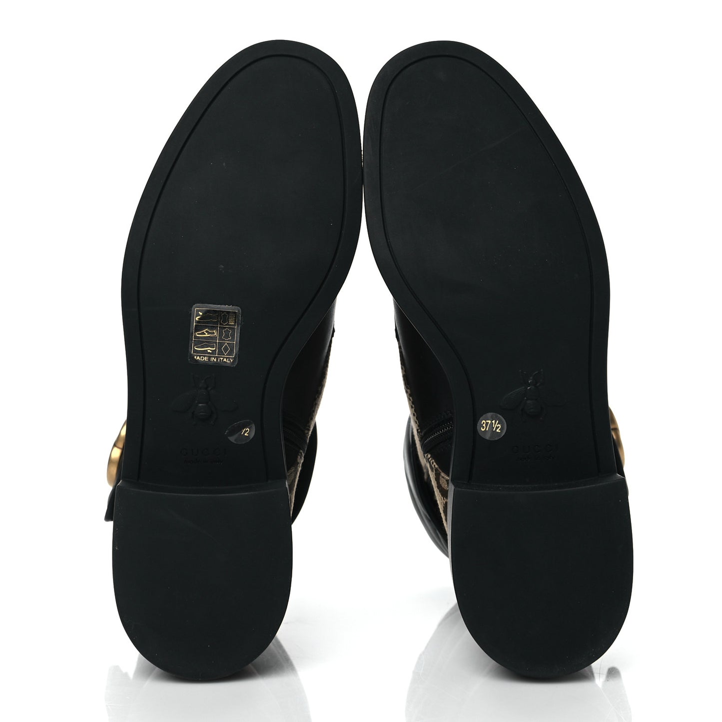 Flores Calfskin Monogram Maxi GG Nappa Matelasse Double G 40mm Ankle Boots 37.5 Black Camel Ebony