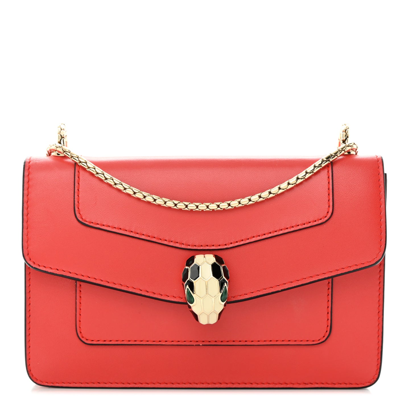 Calfskin Serpenti Forever Mini Flap Clutch Red