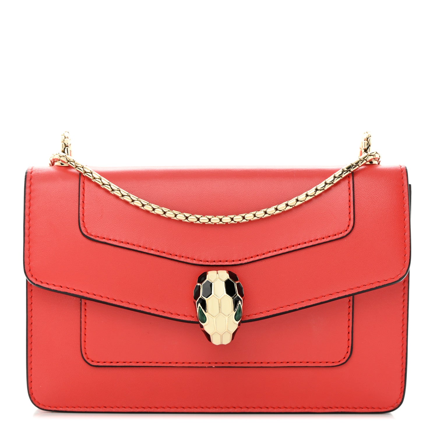 Bulgari Calfskin Serpenti Forever Mini Flap Clutch Red 1 of 17