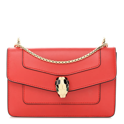 Bulgari Calfskin Serpenti Forever Mini Flap Clutch Red 1 of 17