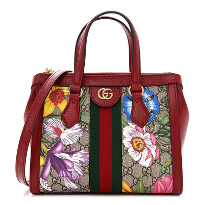 Gucci GG Supreme Monogram Flora Web Small Ophidia Tote Bag Red 1 of 11