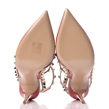 Valentino Garavani Patent Rockstud Ankle Strap 100mm Pumps 37 Rosso Valentino Poudre 5 of 9