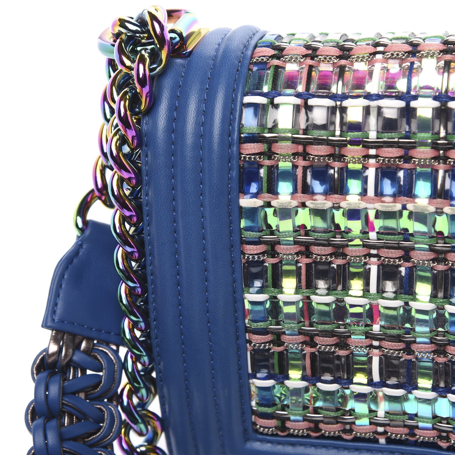 Chanel PVC Thread Woven Medium Boy Flap Dark Blue 11 of 11