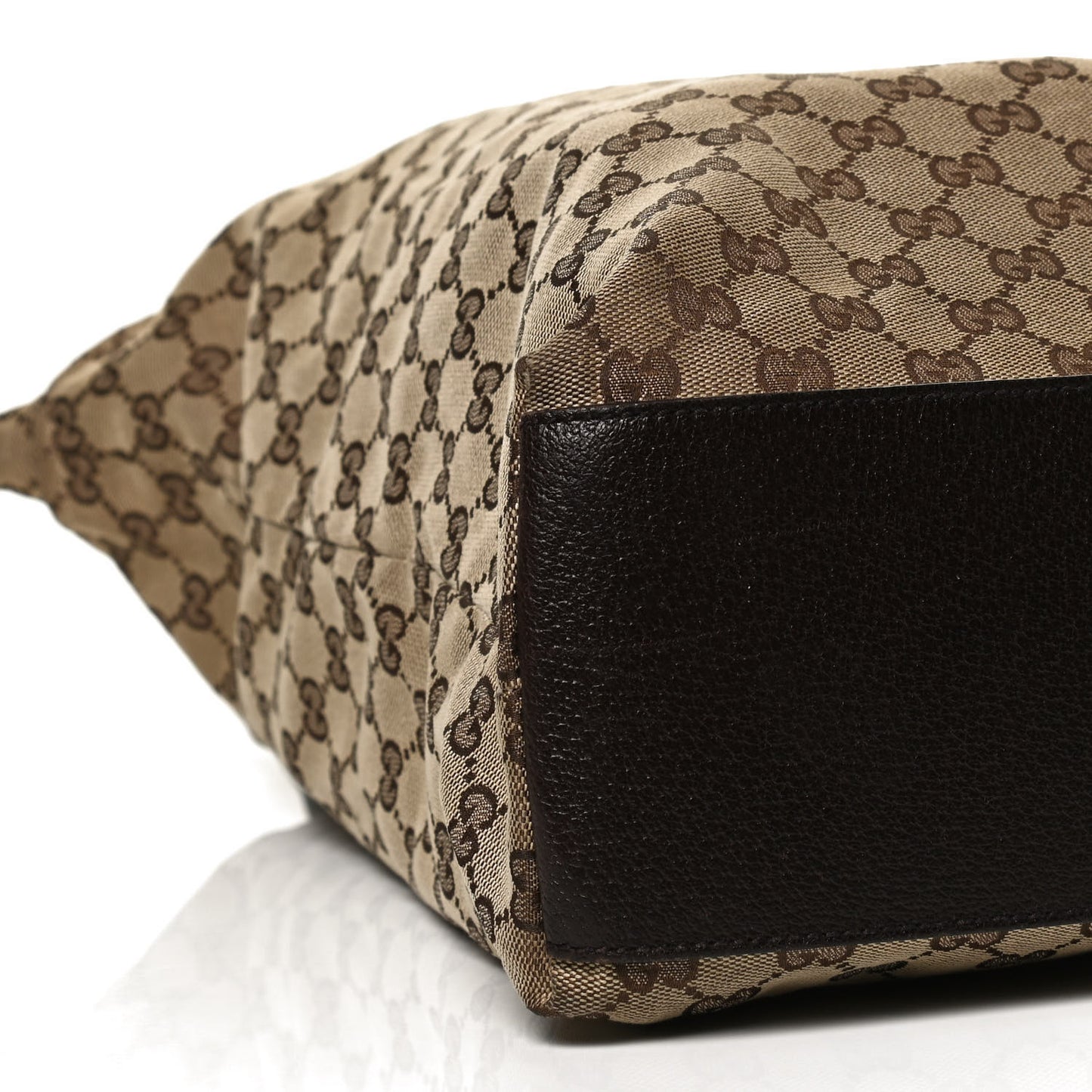 GG Monogram Large Web Handle Vertical Tote Dark Brown
