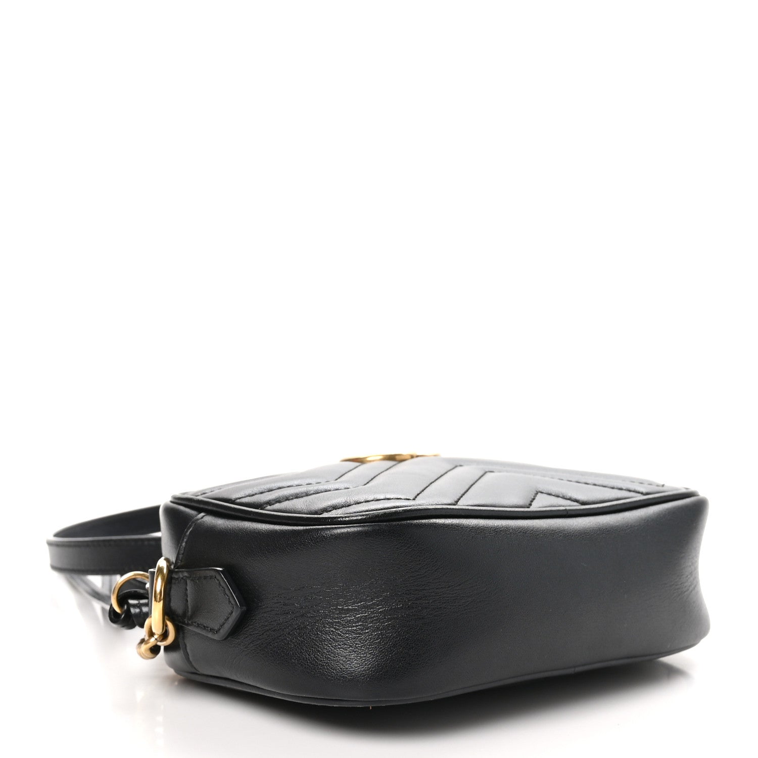 Gucci Calfskin Matelasse Mini GG Marmont Chain Shoulder Bag Black 4 of 11
