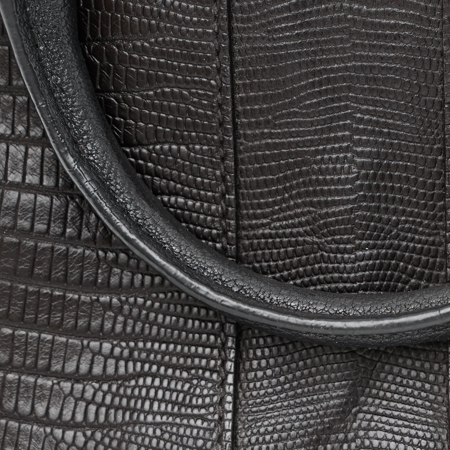 Calfskin Lizard Embossed Small Cabas ChYc Black