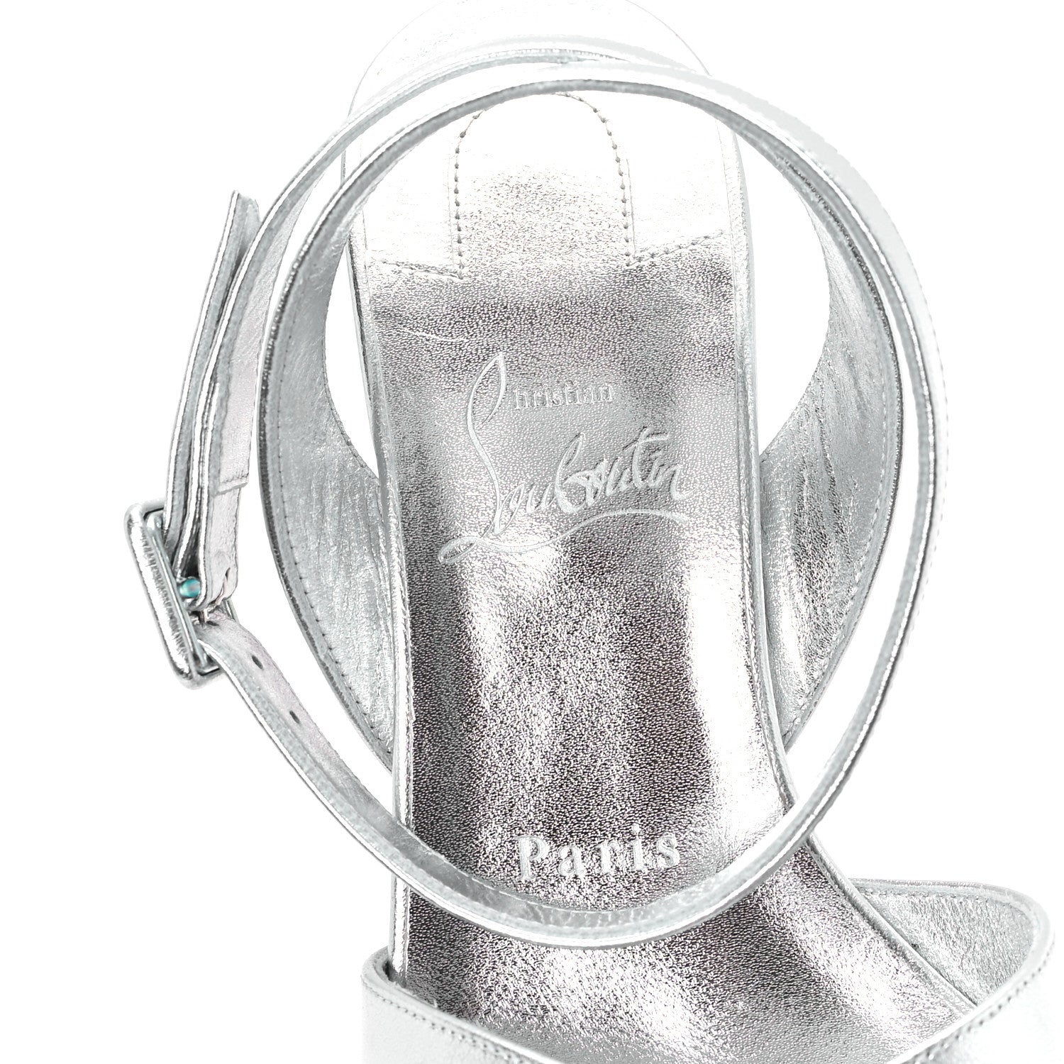 Christian Louboutin Kid Laminato Mariza 85 Sandals 37.5 Silver 8 of 10