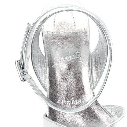 Christian Louboutin Kid Laminato Mariza 85 Sandals 37.5 Silver 8 of 10