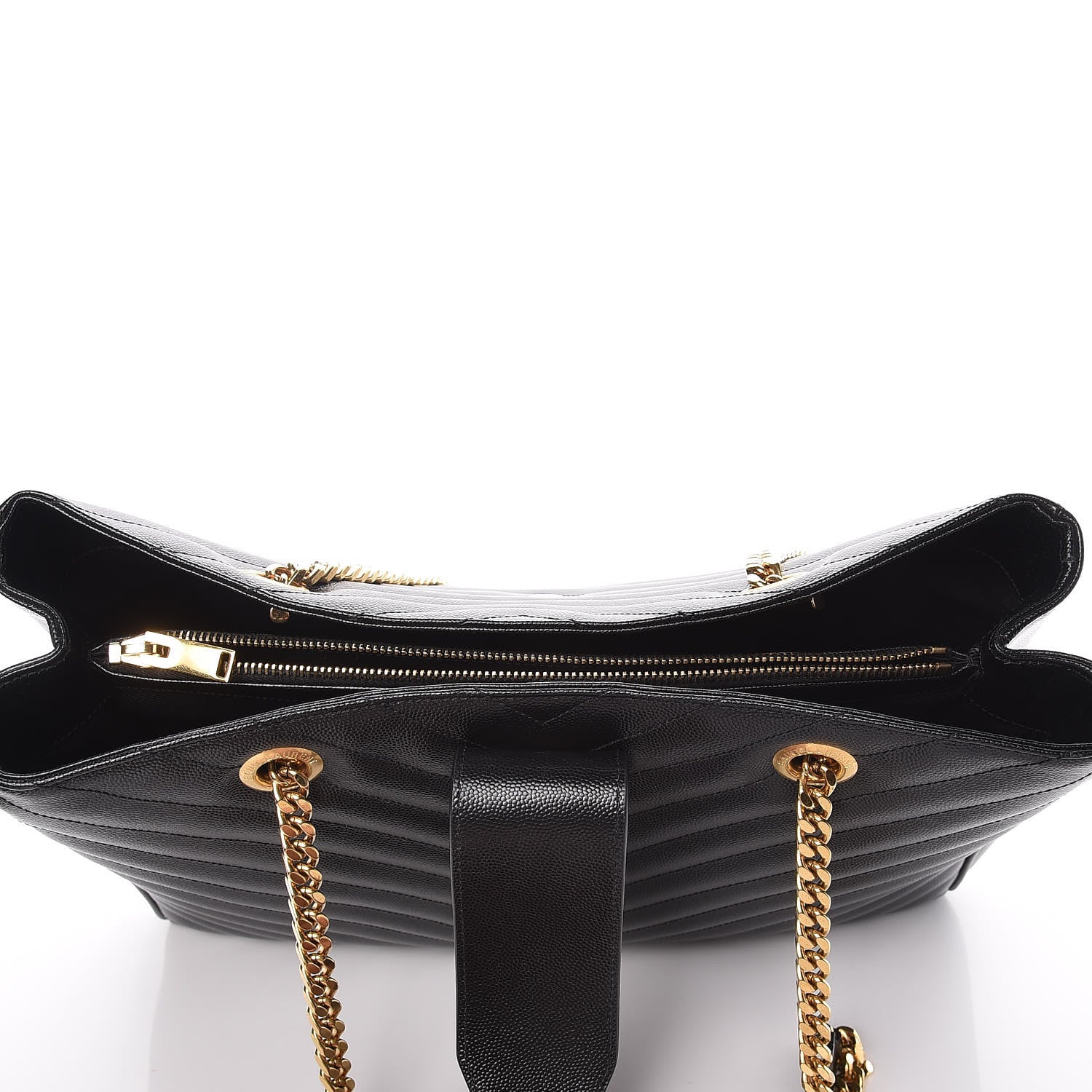 Saint Laurent Grain De Poudre Matelasse Chevron Monogram Shopping Bag Black 13 of 13