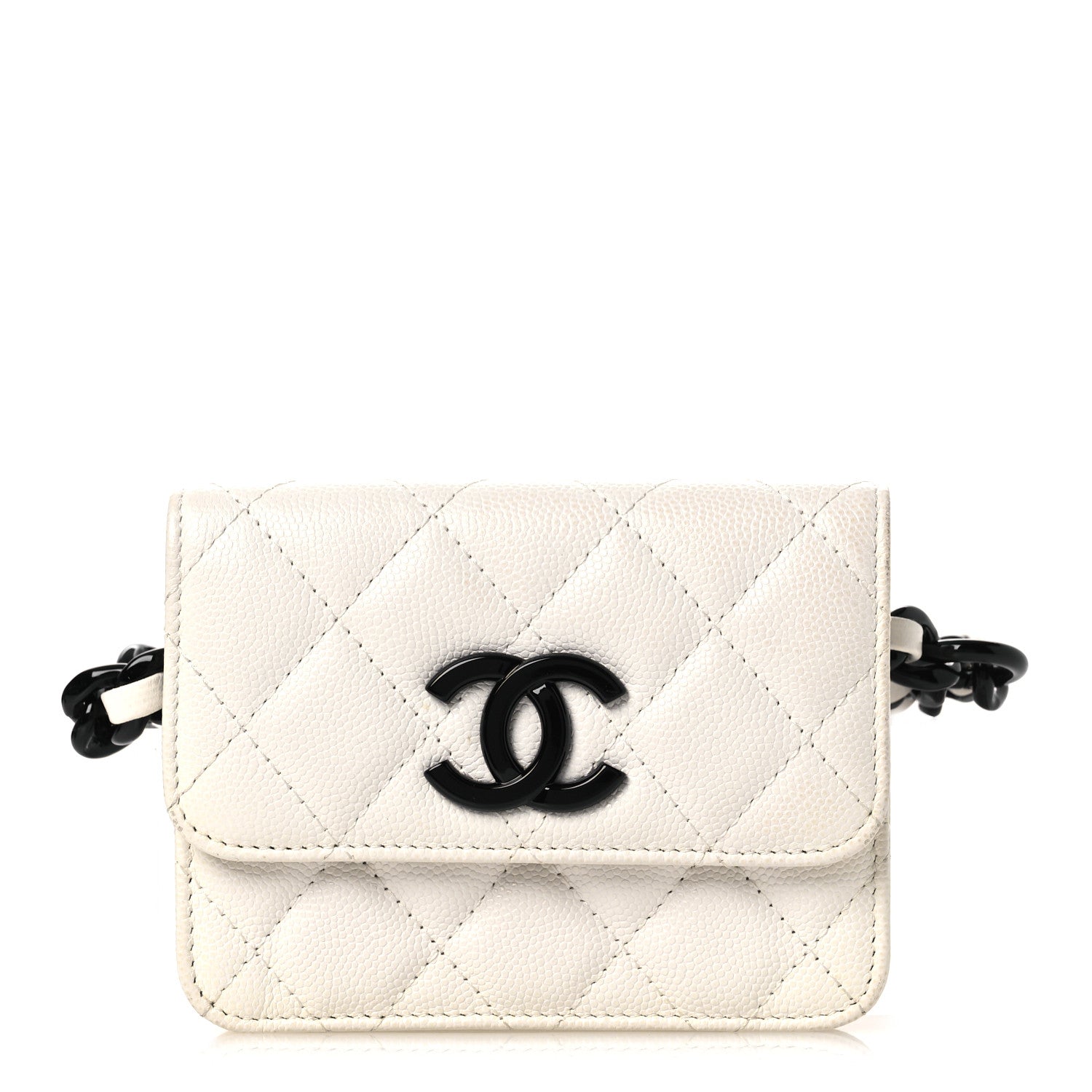 Chanel Caviar Quilted My Everything Belt Flap Card Holder White 1 of 12