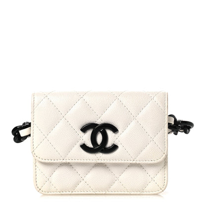 Chanel Caviar Quilted My Everything Belt Flap Card Holder White 1 of 12