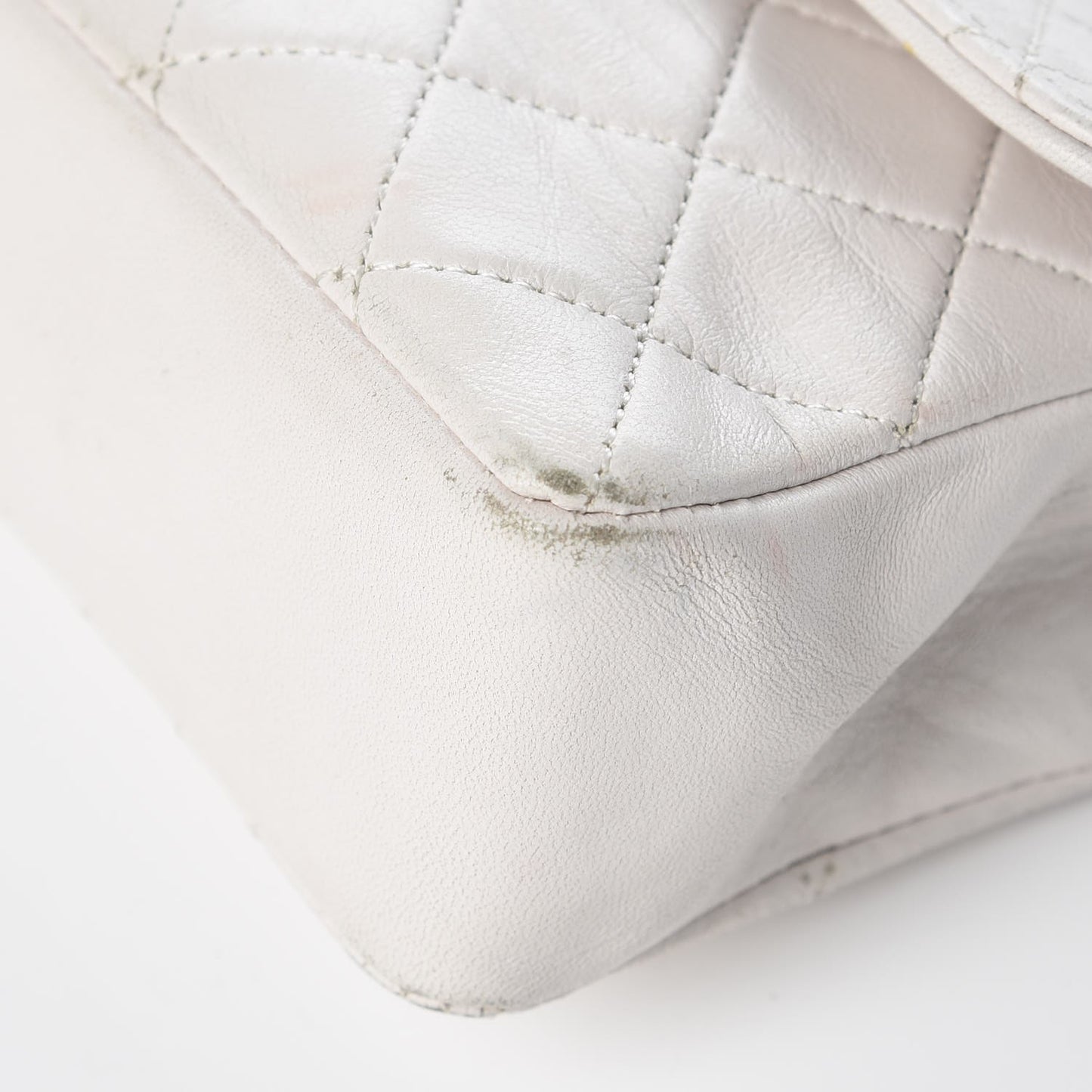 Lambskin Quilted Extra Mini Flap White