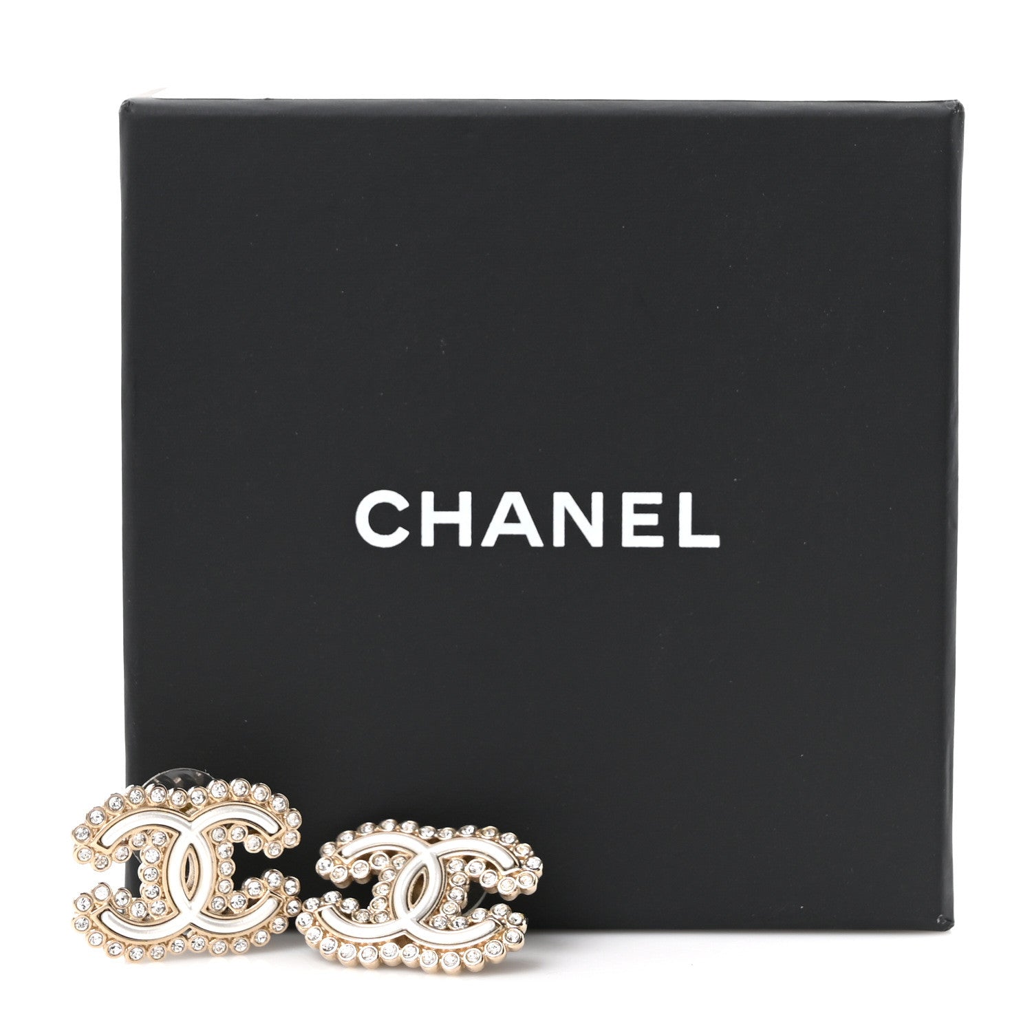 Chanel Crystal CC Earrings Gold 5 of 5