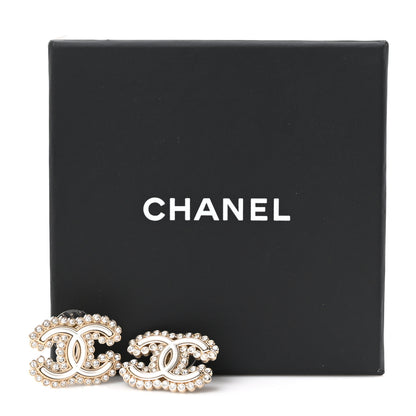 Chanel Crystal CC Earrings Gold 5 of 5