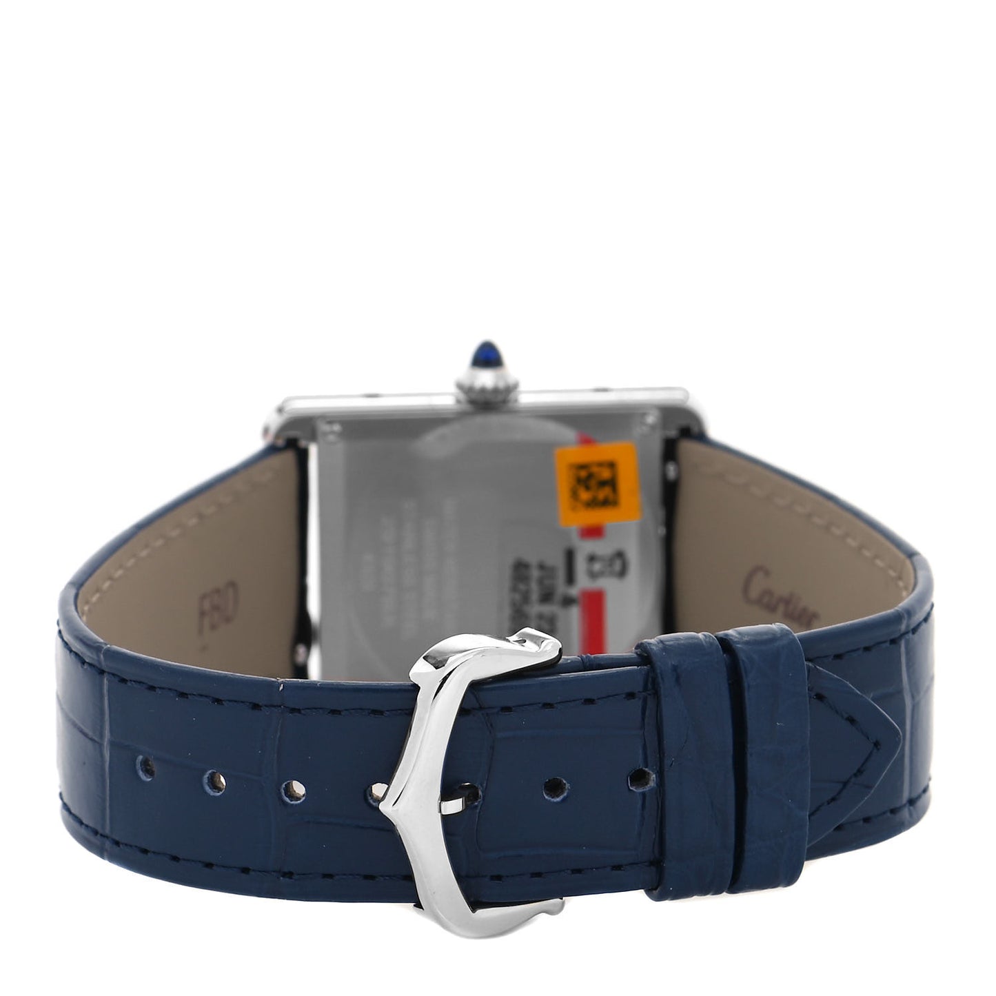Stainless Steel Alligator 25mm Must de Cartier Tank Quartz Watch Blue
