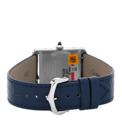 Cartier Stainless Steel Alligator 25mm Must de Cartier Tank Quartz Watch Blue 1 of 5
