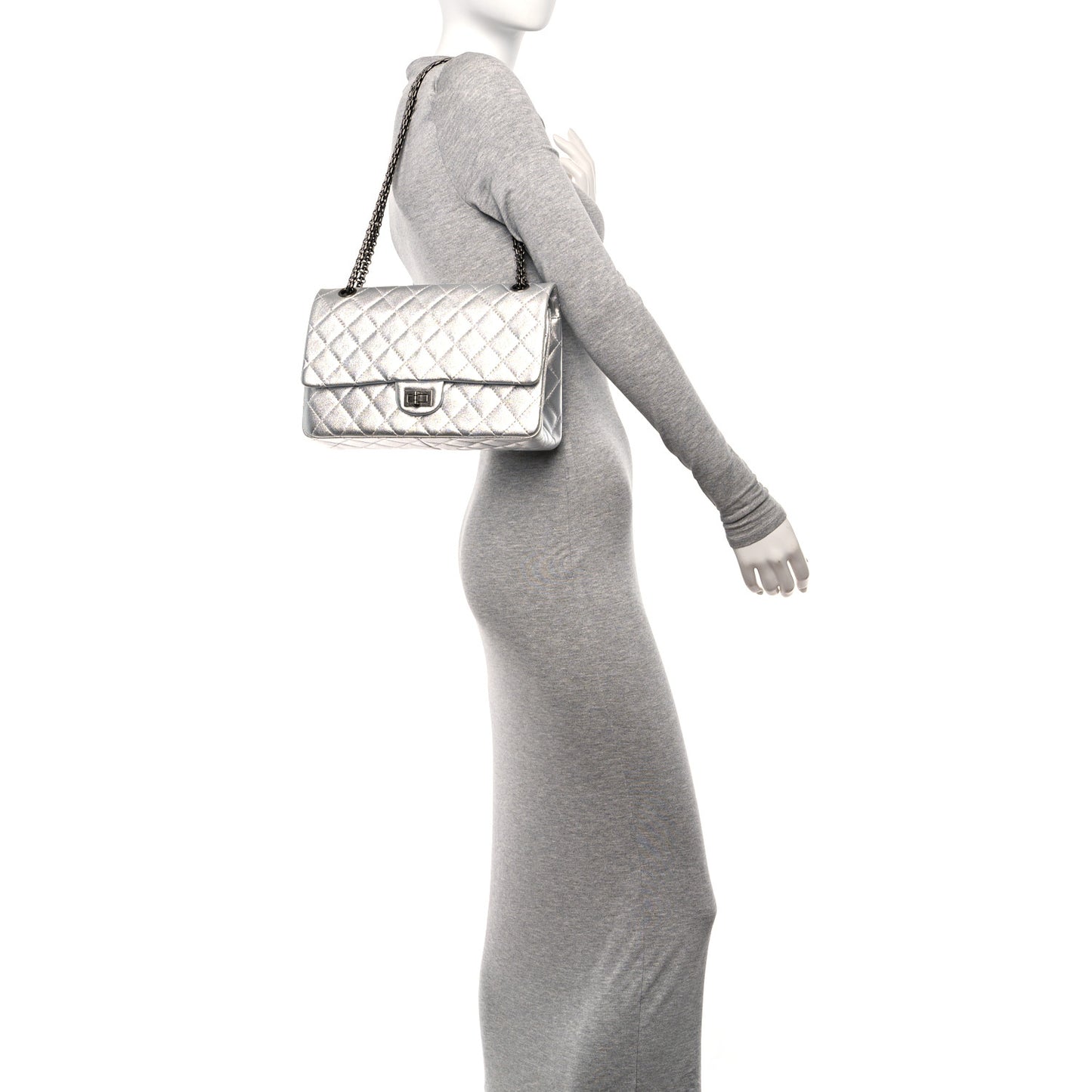 Metallic Lambskin Quilted 2.55 Reissue 226 Flap Silver