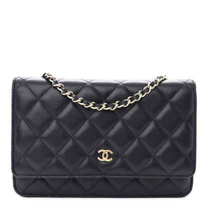 Chanel Lambskin Quilted Wallet On Chain WOC Navy Blue 1 of 11
