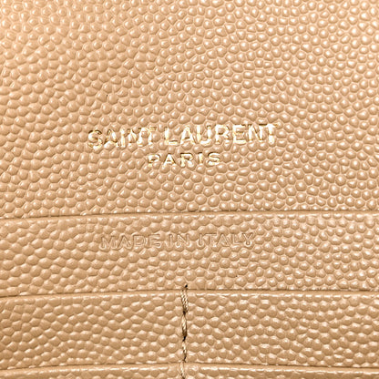 Saint Laurent Grain De Poudre Matelasse Chevron Monogram Chain Wallet Dark Latte 6 of 10