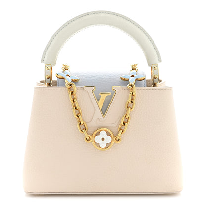 Louis Vuitton Taurillon LV Capucines Mini Blush Olyme Blue White 1 of 9